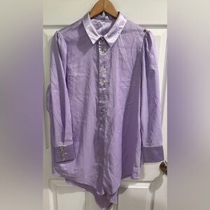 French Coquette girl satin shirt or dress Lavender Button-Up